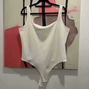 Express White Square Neck Tank Bodysuit